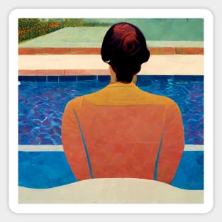 Woman by the Pool Sticker